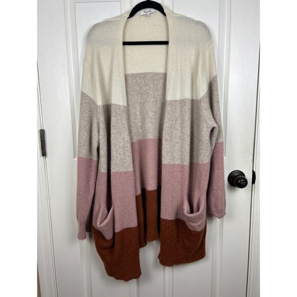 Madewell Color Block Alpaca Merino Wool Blend Cardigan Sweater Longline XXL - Picture 6 of 7